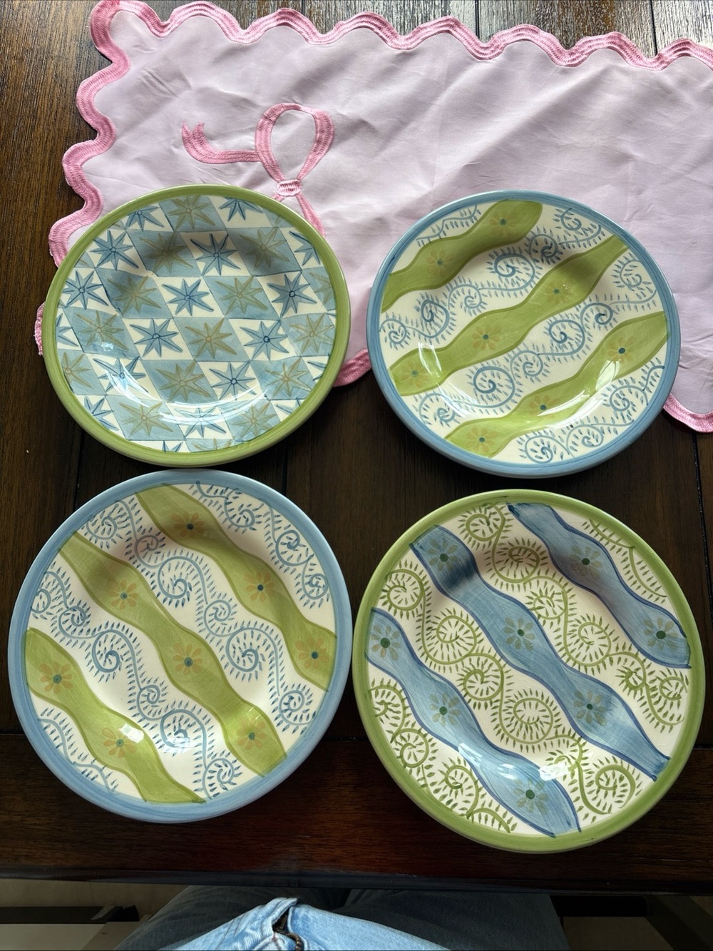 Pottery Barn Decorative Ceramic Bowls in Blue and Green - Set of 4